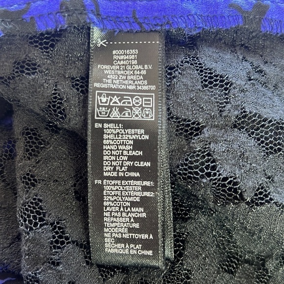 Forever 21 Cat Kitten Print Purple Blue Indigo Lace Back Tank Size M - Picture 10 of 13